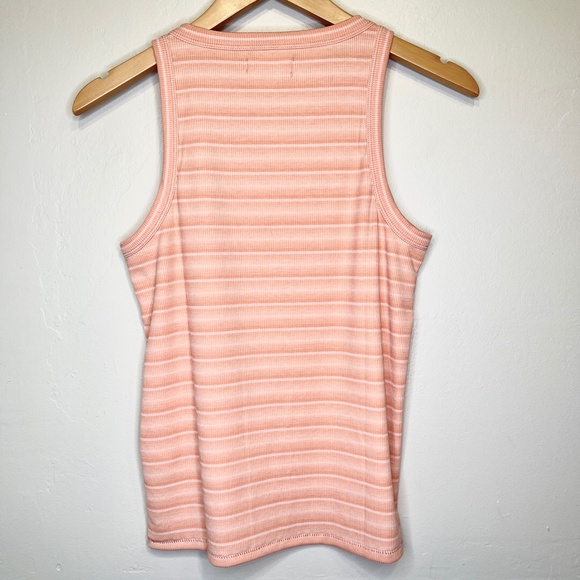 Madewell | NWT Peach Striped Ribbed Slim Fitted Basic Comfy Classic Tank Top - Picture 6 of 10